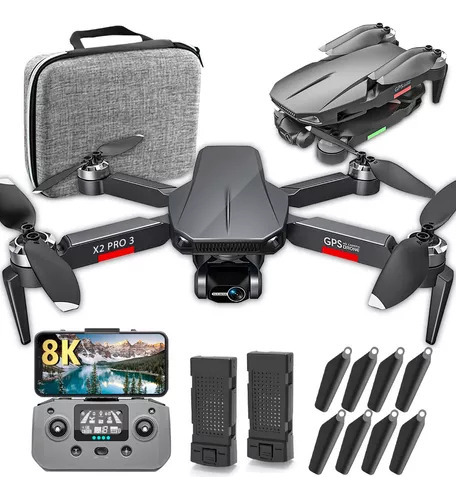 Drone Con Doble Cámara Profesional 8k Control Remoto Gps Hd