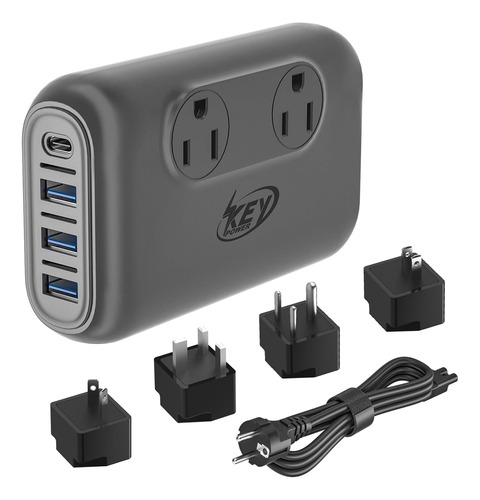 Enchufe Inteligente Marca Key Power 2 Tomas/3 Usb/negro