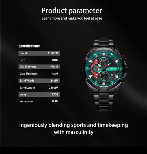 Imagen 8 de 8 de Reloj Hombre Curren Imported 8402.
