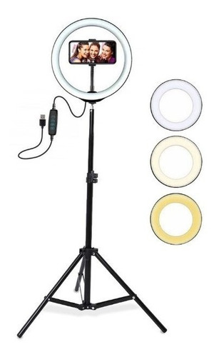 Aro De Luz Lampara Led 32 Cm Fotografía + Trípode Mas065