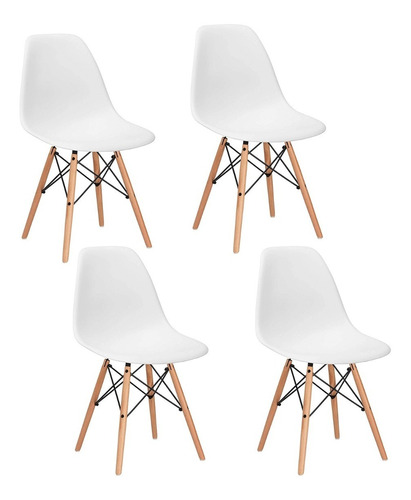 Juego De 4 Sillas Eames Con Patas De Madera Multimuebles.