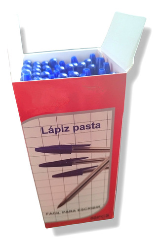 Caja Lápices Pasta Azul 50 Unidades Escritura Fluida