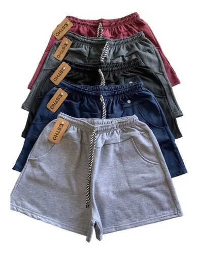Short Feminino Moletom Bolso E Amarra Moda 2018 Kit 3 Pe as