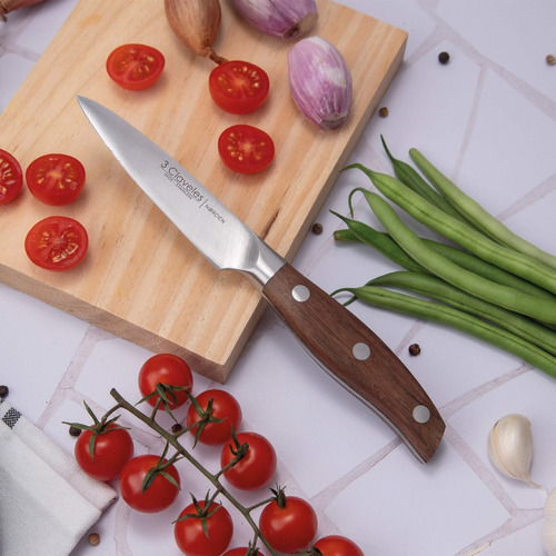 Cuchillo Forjado Verduras 3 Claveles Norden 9cm Color Marrón