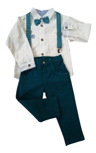 Conjunto Pantalón Camisa Tirantas Corbatín Bautizo Niño