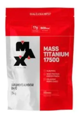 Hipercalórico Mass Titanium 17500 3kg - Max Titanium Sabor Morango
