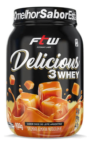 Delicious 3 Whey Doce De Leite Argentino - Pote 900g - Ftw Sabor Doce De Leite