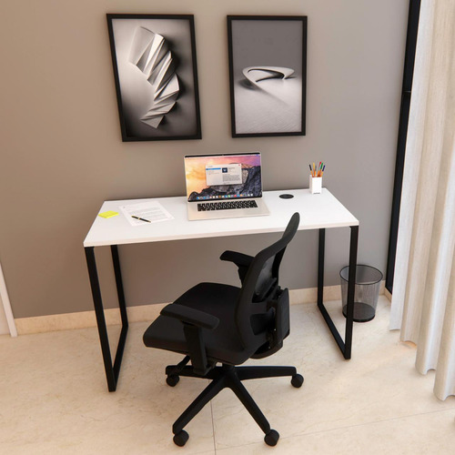 Mesa Escrivaninha Estilo Industrial Com Carregador Sem Fio