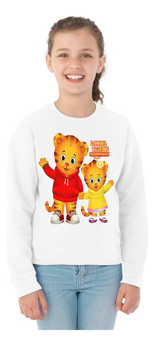 Polera Manga Larga Estampada 100%algodón Unisex Daniel Tiger