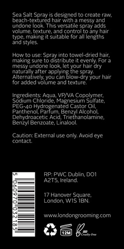 The London Grooming Company Spray De Sal Marina Para Hombre,