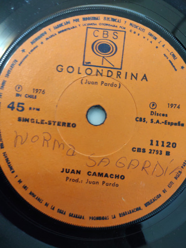 Vinilo Single De Juan Camacho --jurame( U70-w203 (Usado)
