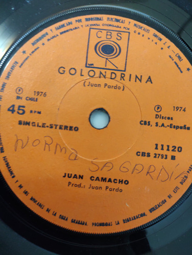 Vinilo Single De Juan Camacho  --jurame( U70