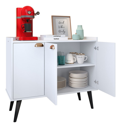 Balcao Buffet Cantinho Do Café Estilo Retro Puxador Concha Cor Branco