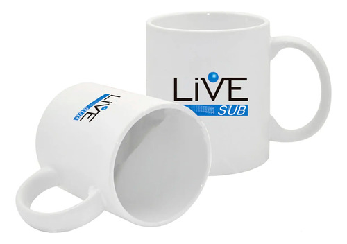 Caneca Brancas Porcelana Sublimação 325ml Live Caixa Com 36 Cor Branco