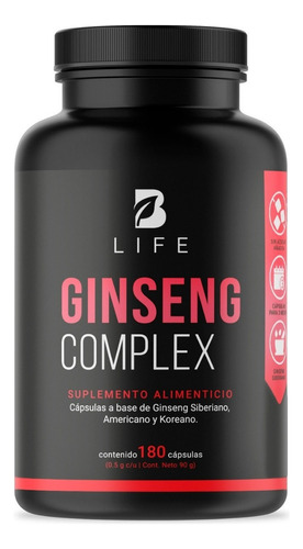 Ginseng De 180 Cápsulas De Tres Fuentes Premium B Life