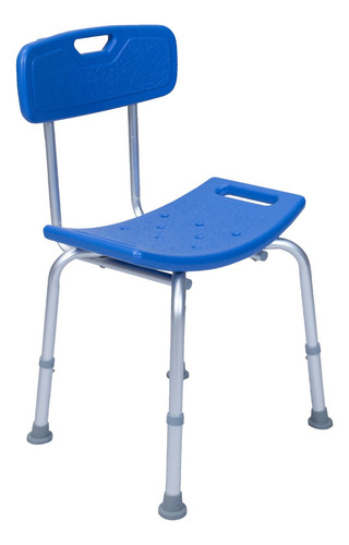 Silla De Ducha Azul Con Altura Ajustable Y Respaldo