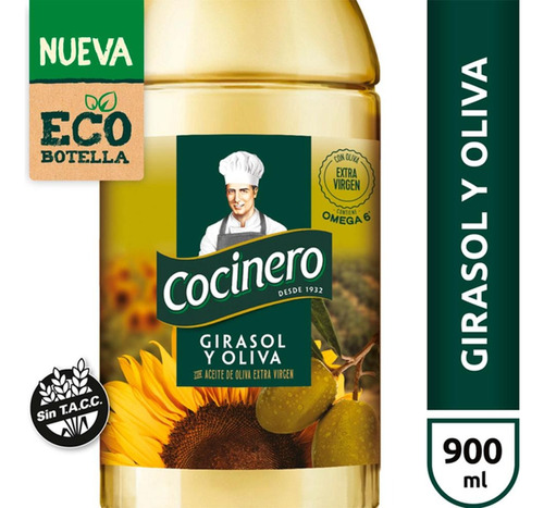 Aceite Cocinero Oliva Y Girasol Pet Eco Botella X 900 Ml