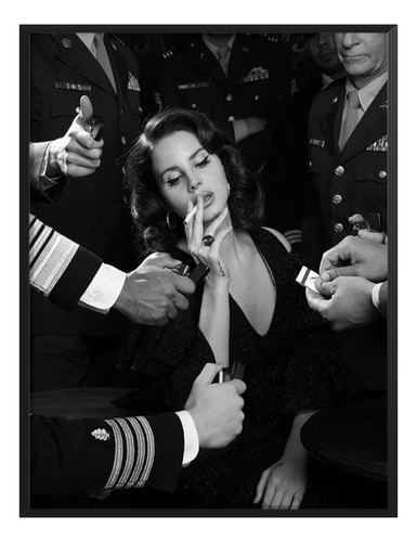 Cuadro Lana Del Rey Cigarrillo  B/n Sala Cuarto C/ Marco