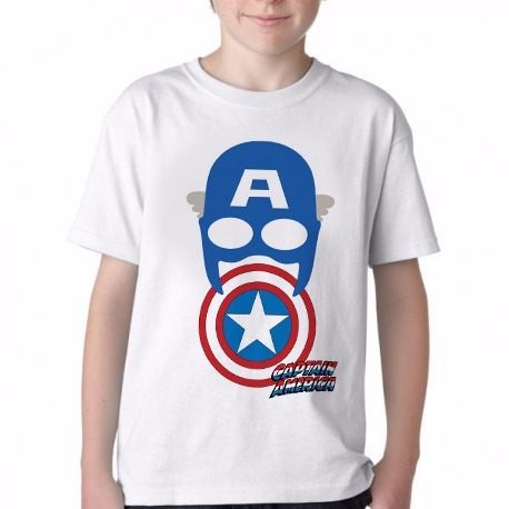 Camiseta Blusa Infantil Capitao America Escudo Mascara Linda