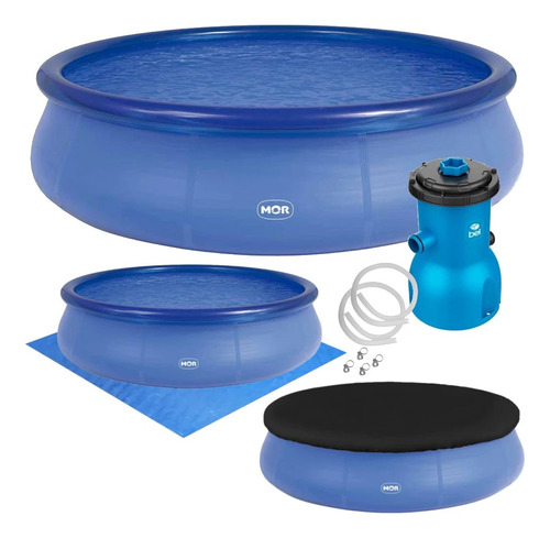 Kit Piscina Redonda Inflável 6700l + Bomba 110v,capa E Forro