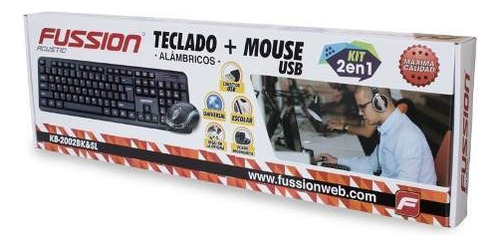 Kit de teclado y mouse Fussion KB-2002BK&SL