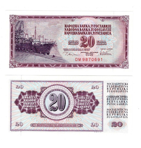 Yugoslavia - Billete 20 Dinara 1978 - Unc