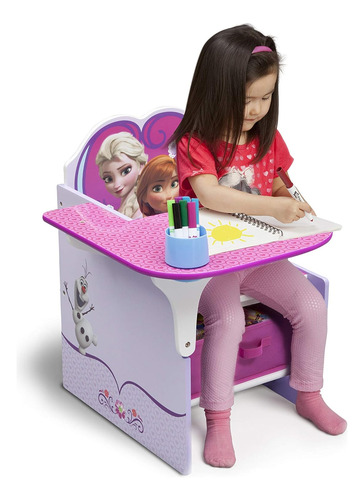 Mesa De Escritorio Con Silla Y Compartimento Diseño Frozen
