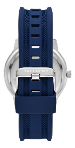 Reloj Hombre Skechers Sr5235 De Silicona Azul Bisel Azul/naranja