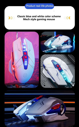 Mouse Inphic W9p Blanco Ergonómico Silencioso Con Cable 7 Botones Gamer 4 Niveles De Dpi Y Luminiscencia Alambrico Para Portátiles Y Ordenadores De Sobremesa