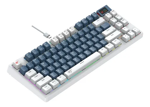 Teclado Mecánico Havit Kb884l Blanco Rgb, Con Pantalla Pro +