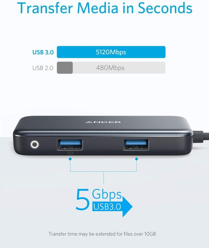 Imagen 3 de 7 de Hub Usb-c - Anker - 4 En 1 - 2 Usb-a - 1 Usb-c Pd - Hdmi