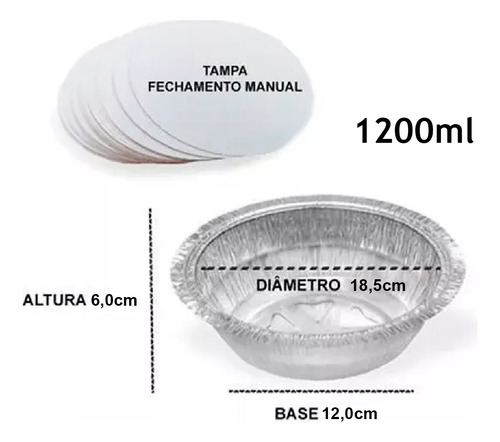 Marmitex Alumínio N9 Fechamento Manual C/100 1200ml Thermopr