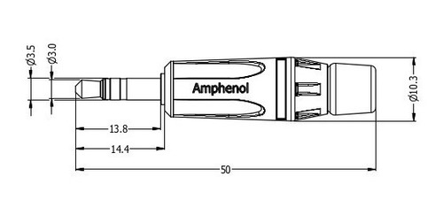 Conector P2 estéreo macho Amphenol Ks3p