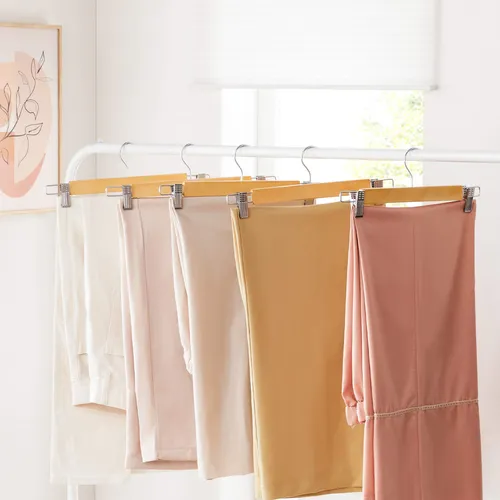 Paquete De 12 Perchas De Madera Para Pantalones Songmics Con