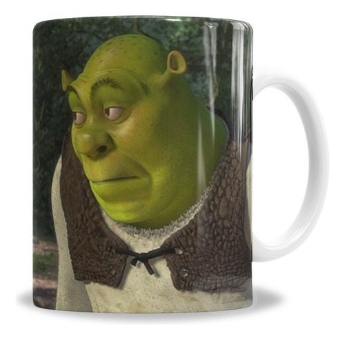 Taza De Cerámica Shrek Cara Del Meme Apta Microondas En Caja