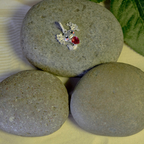 Dije Ajolote Corazón Rojo Amor 100% Plata Fina 925