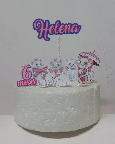 Topo de Bolo de Papel Gatinha Marie - Fazendo a Nossa Festa