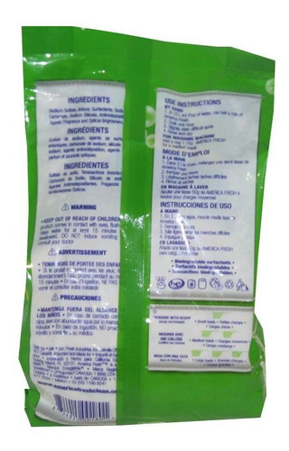 Imagen 3 de 8 de Detergente En Polvo America Fresh, Limon, 400g