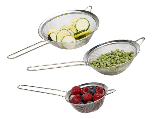 Set Coladores Cernidores Escurridor Acero Inoxidable Cocina