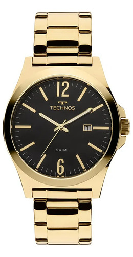 Relógio Technos Masculino Dourado Steel Analógico 2115lan/4p Cor do fundo Preto