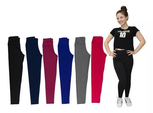 Kit 5 Calça Legging Suplex Infantil Juvenil Verão Atacado