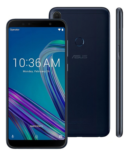 Asus ZenFone Max Pro M1 ZB602KL (13 Mpx) Dual SIM 64 GB preto-oceano 4 GB RAM - Bom (Recondicionado)