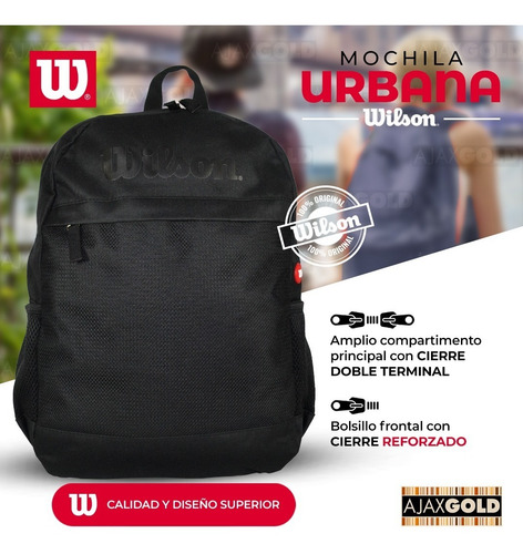 Imagen 3 de 10 de Mochila Wilson Urbana Deportes Reforzada Gym Porta Notebook