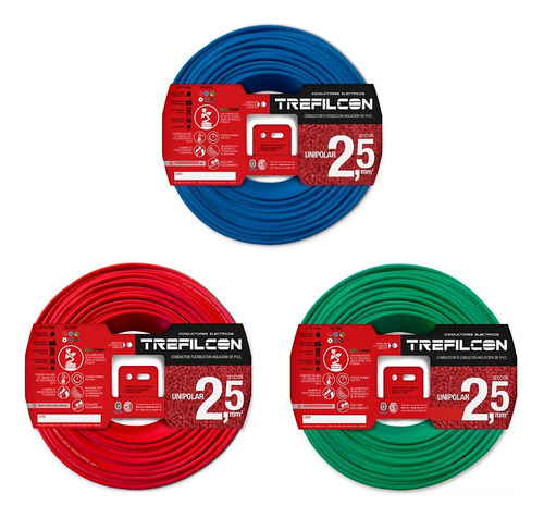 Cable 2 5mm Unipolar Trefilcon Pack 3 Rollos X 25 Mts Cobre