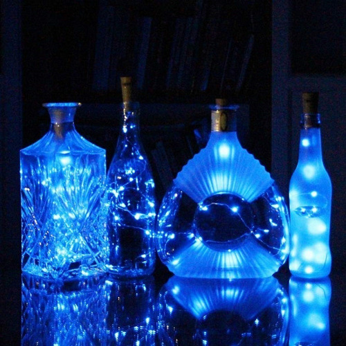 Luces Guirnalda Microled Alambre Tira 20 Led Azul A Pila X2m