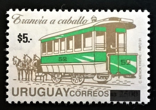 Uruguay Trenes, Sello Yv 2152 Tranvía Caballo 04 Mint L12546
