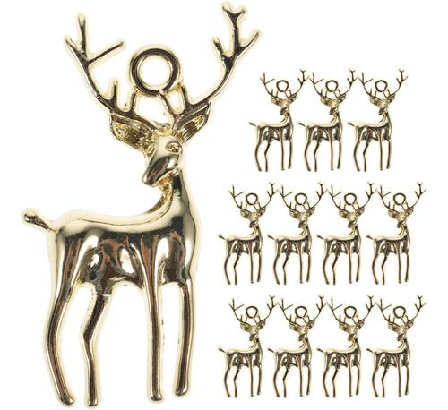 12pcs Navidad Colgante De Oro Alces Ciervos Encantos Di...