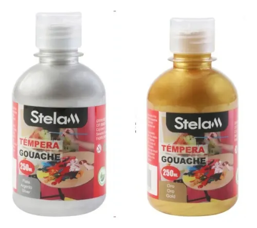 Pack Pintura Tempera Gouache Oro Plata Dorado Plateado 250ml | Cuotas
