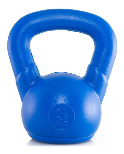 Imagen 1 de 2 de Pesas Rusas 3 Kg Pvc Kettlebell Pesa Rusa Cross Gym Fitness Color Azul