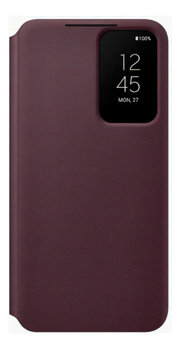 Smart Sview Wallet Para Galaxy S22+ Plus (s906) Samsung Nombre Del Diseño Liso Color Burgundy